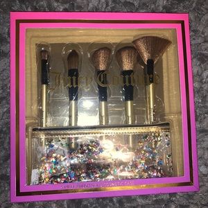 Brush set with glitter travel bag